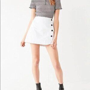BDG White Denim Wrap Button Up Mini Skirt Size Small